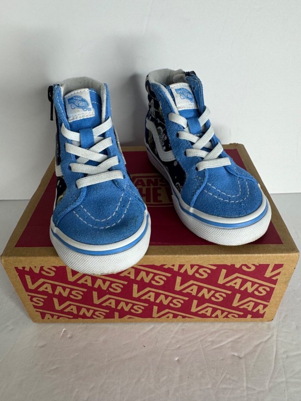 Vans Kids Boys Blue Glow Cosmic Zoo Sk8 Sneakers Side Zip Toddler US 7 EU 23.5